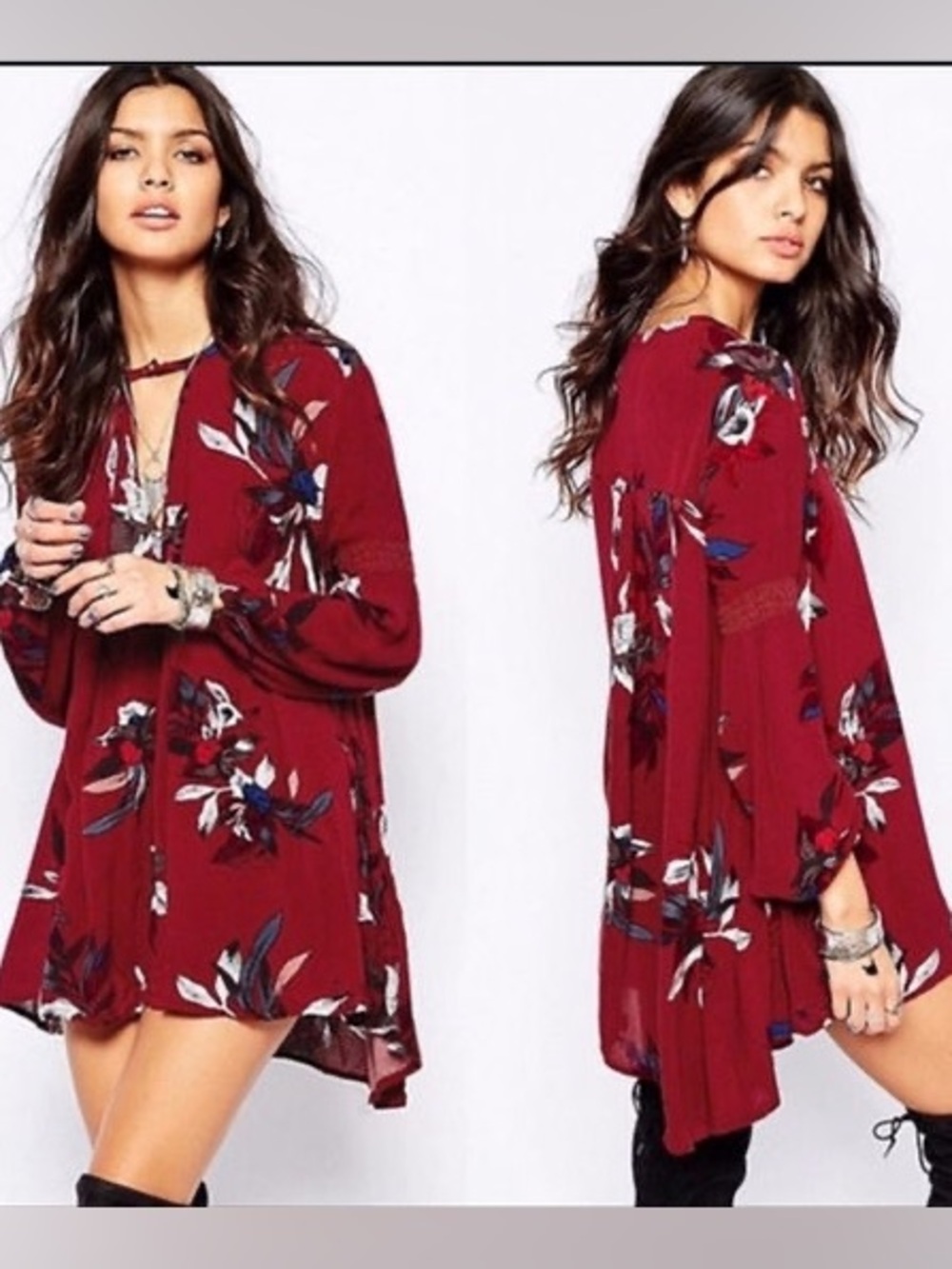 Free People Electric Orchid Print Swing Tunic